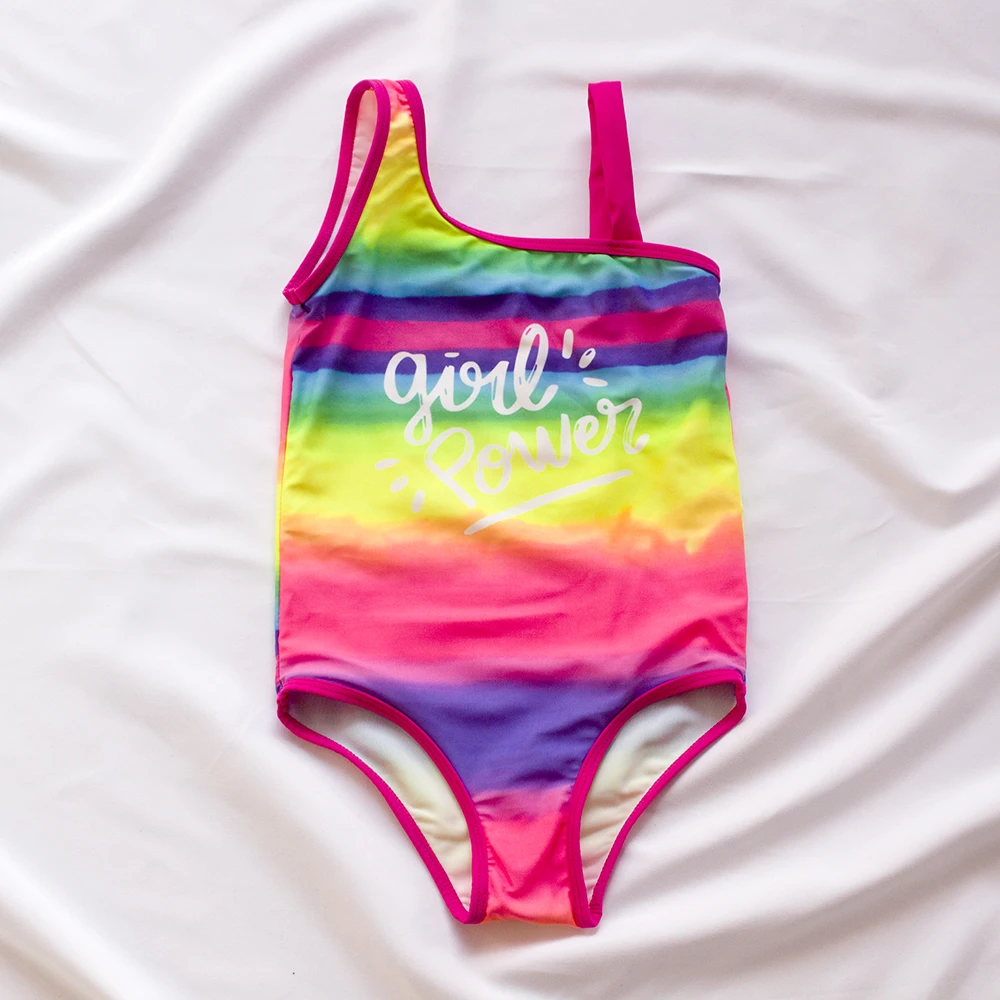 1-8 Years Rainbow Print Kids Girls One Piece Swimsuit Children Baby Summer Swimwear Mermaid Swimming Suit Child Bathing | Спорт и