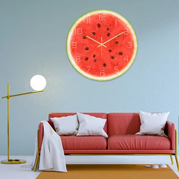 

Wall Clock Acrylic Battery Operated Home Decor Analog Fruit Shape Living Room Accessories Office European Mute Sweep Round
