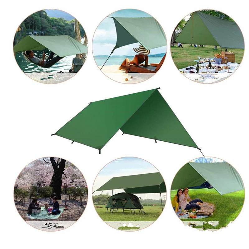 3mx3m Awning Waterproof Tarp Tent Outdoor Camping Sun Shelter Canopy Sunshade Sun Shade Beach Garden Travel Picnic Tourist Tarp