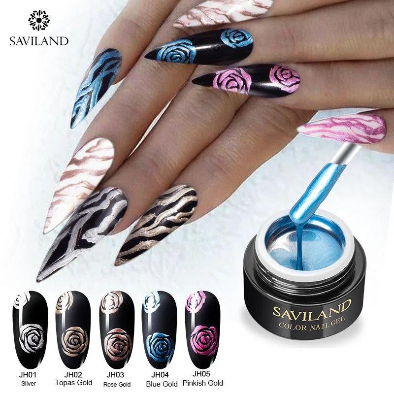 SAVILAND 3D Metal Mirror Drawing Line Gel Soak Off UV LED DIY Nail Painting Color for Finger Need Top Base Primer Manicure | Красота и