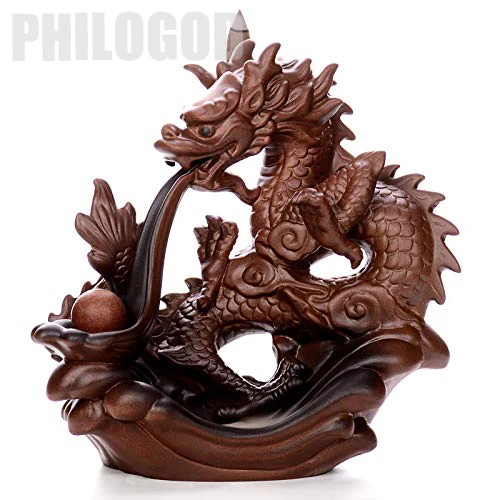 

PHILOGOD Ceramics Dragon Incense Holders/Burner Home Decoration Creative Incense Sticks Burner Gift Box