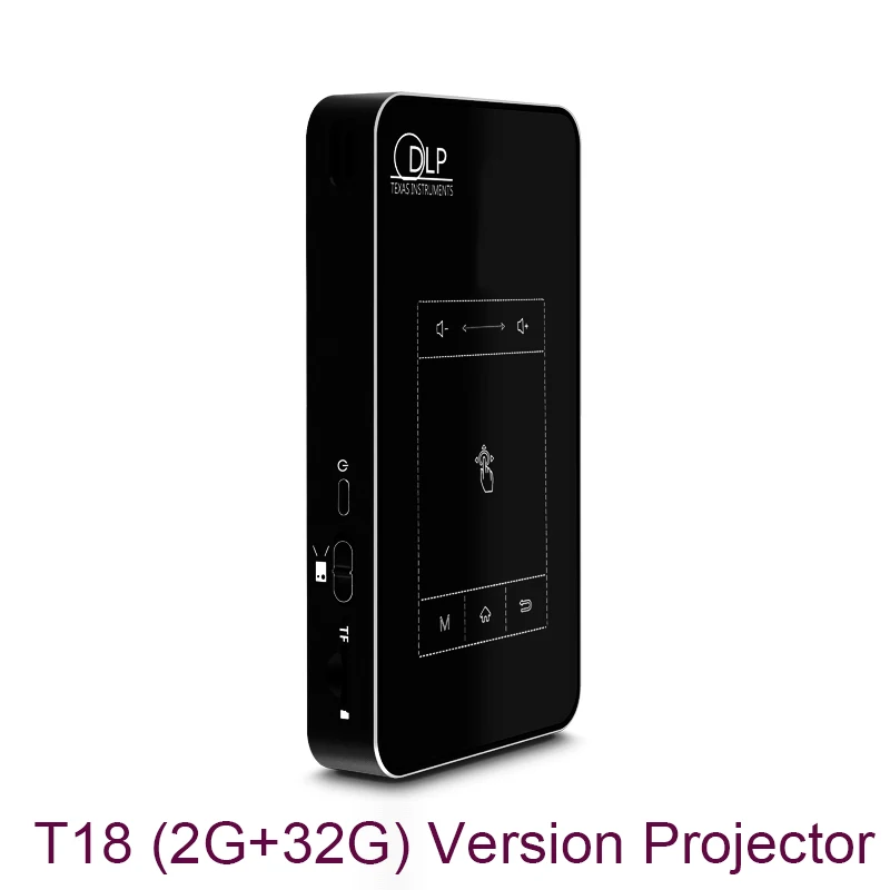 Smartldea T18(2G+ 32G) Android 7.1.2 умный проектор Мини DLP проектор поддержка AC3 HD 1080P видео проектор Bluetooth Airplay DLNA - Цвет: 2G 32G Projector