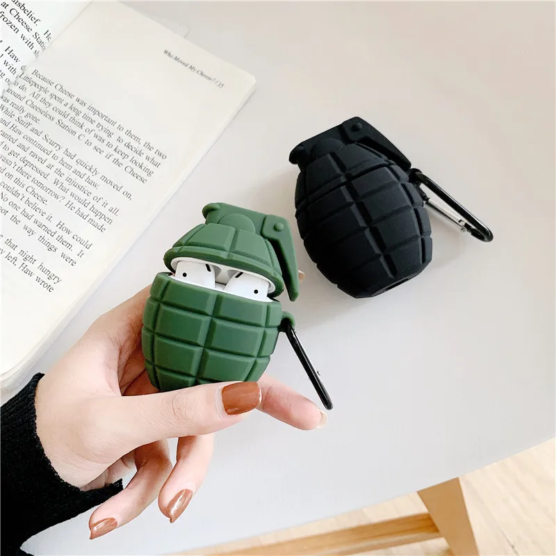 

Bluetooth earphone Case for Airpods Silicone cute accessories for airpods 2 protection cover cartoon Bomb design with keychain