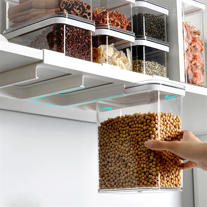 Grains Storage Box with Shelf Wall Mounted Container Plastic Storage