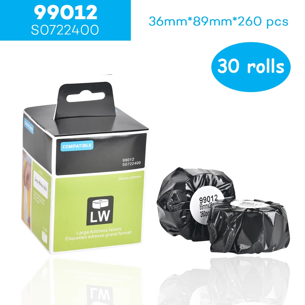 CIDY 30 шт 99012 89 мм* 36 м для принтеры для Этикеток Dymo совместимые ленты этикеток для Dymo Labelwriter 450