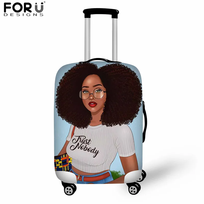 FORUDESIGNS, Африканский чемодан для девочек, защитный чехол, мультяшный, черный, художественный, для леди, багаж, чехол для женщин, женские аксессуары для путешествий - Цвет: Z5224