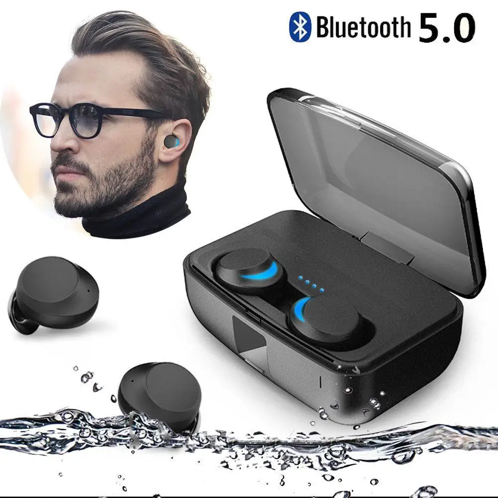 

DSstyles Bluetooth V5.0 IPX8 Waterproof In Ear Earphone True Wireless TWS Stereo Earbud Headset Noise Canceling