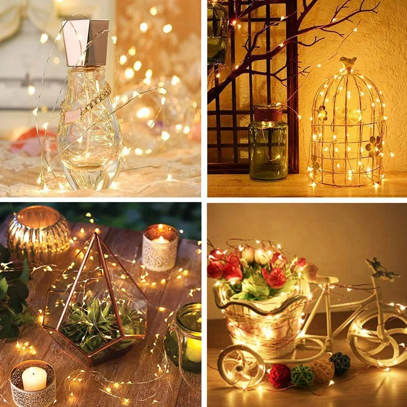 2 Pcs Solar String Lights Outdoor 100 LED Waterproof Fairy String Decorative Copper Wire Lights for Wedding Patio Bedroom
