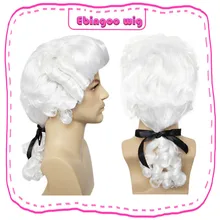 Эбингоу белый парик барокко кудрявый парик барокко мужской Кучерявый Роскошный старинный костюм Синтетический Косплей парик для Хэллоуина Косплей