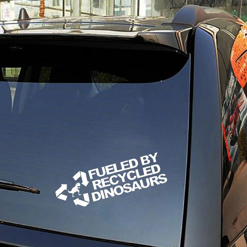 Car Sticker Fashion FUELED BY RECYCLED DINOSAURS Funny 3D Stickers On Styling Creative 14CM*4.5CM | Автомобили и мотоциклы