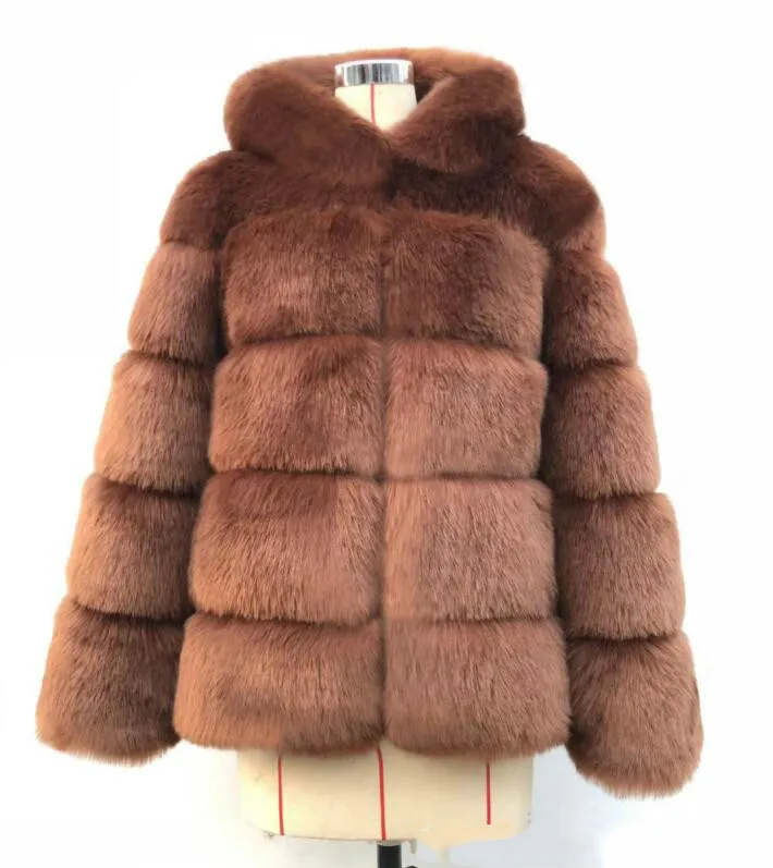 Dark Brown Новое модное женское зимнее меховое пальто из искусственного меха норки с капюшоном, уличное пальто, парка, Толстая Теплая Повседневная Верхняя одежда, куртка S-3XL - Цвет: Dark Brown