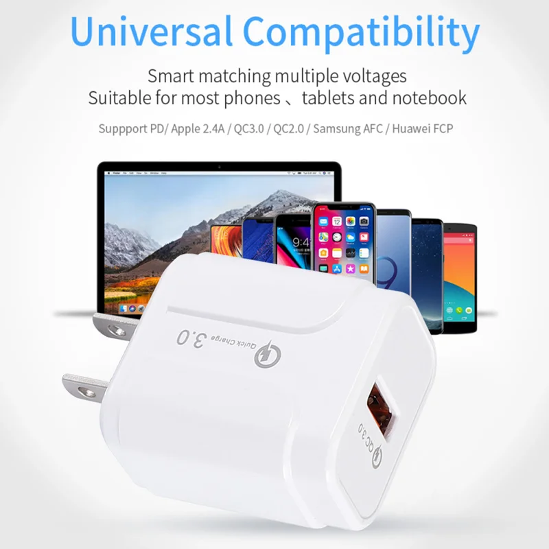 Один USB QC3.0 зарядное устройство для мобильного телефона Быстрая зарядка для путешествий умная зарядная головка для планшета Apple для Galaxy S9 для IPhone для sony