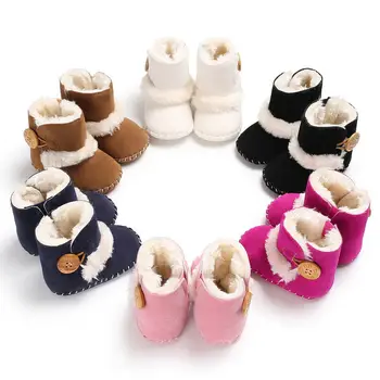 

6 Color Newborn Kid Baby Girl Boy Prewalker Crib Winter Warm lovely Plush Half Snow Boots Infant Toddler Soft Sole Shoes 11-13CM