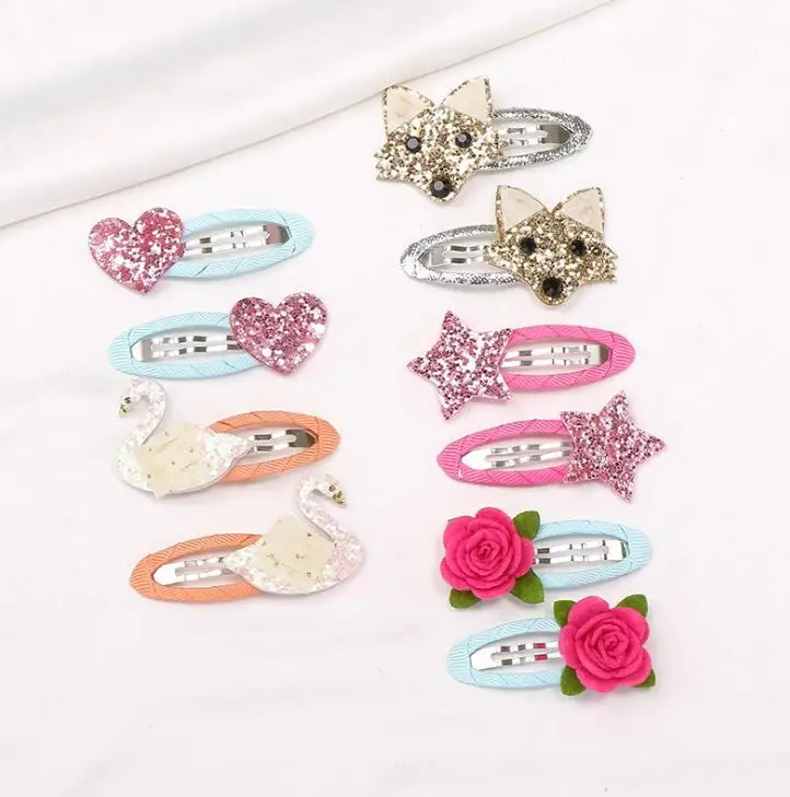 Hair Accessories Hair Tie Unicorn Children Newborn Kids Headwear Baby Girl Accessories Hairpin Clip Flower Bird Fox Butterfly Cute Gift 2 Pcs/lot