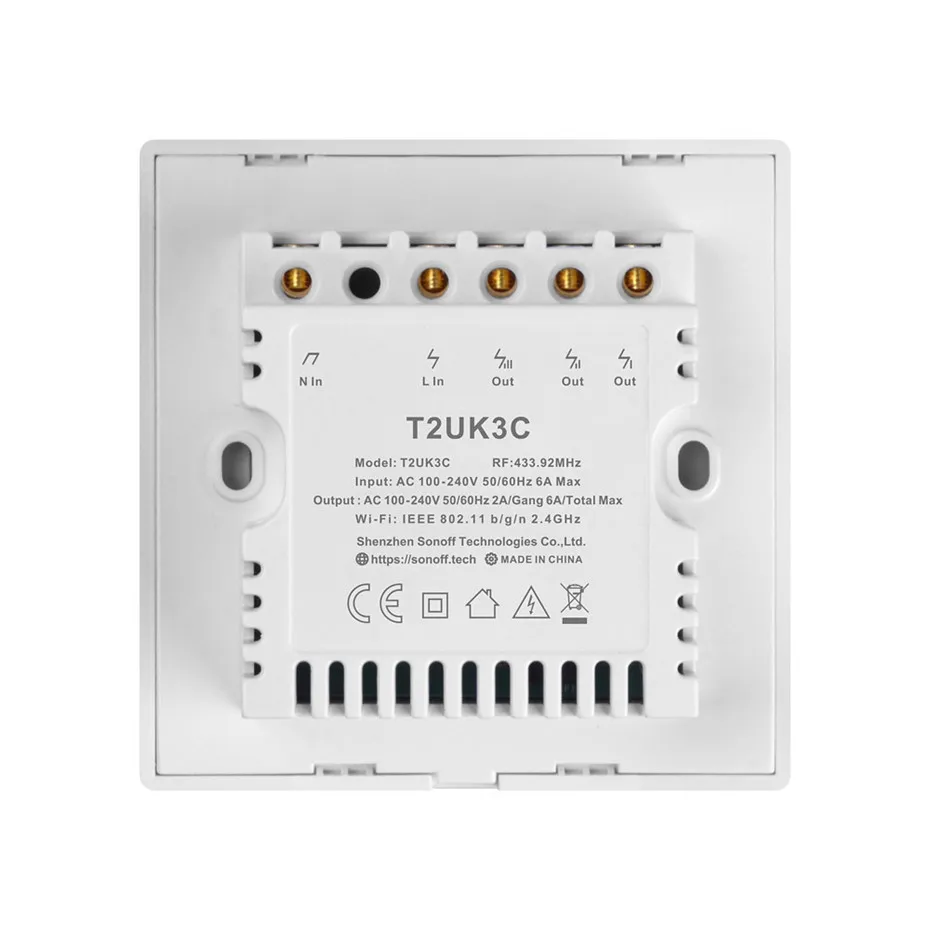 Sonoff T2 Smart WiFi RF APP  Touch Control Wall Light Switch 1 2 3 Gang 86 Type UK Panel Wall Touch Light Switch Alexa Nest-13