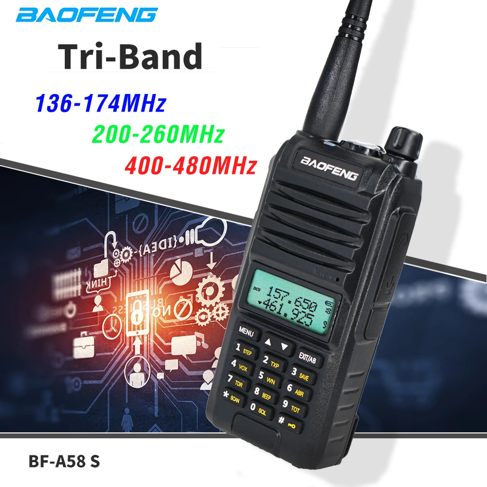 Улучшенная трехдиапазонная портативная рация BaoFeng A58S 8 Вт высокомощная CB Ham