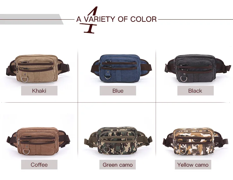 Fashion camouflage men Leisure cross section square canvas military sport waist bag