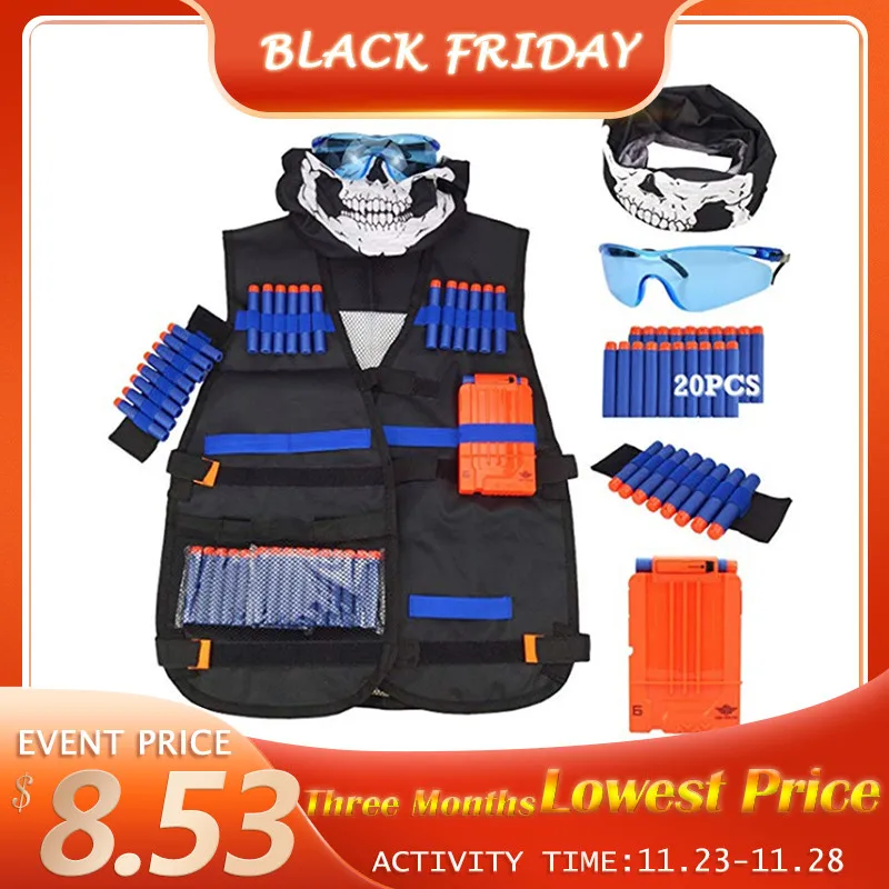 Precio reducido Kit de chaleco táctico para niños, juego al aire libre, soporte para chaleco, serie Nerf n-strike Elite, accesorios pBQKMzBZVGy