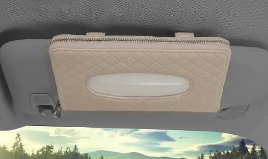 Бежевый car Tissue Box Napkin Holder Auto Paper Cover Case Organizer Towel Holder Kleenex Boxes - Название цвета: Бежевый