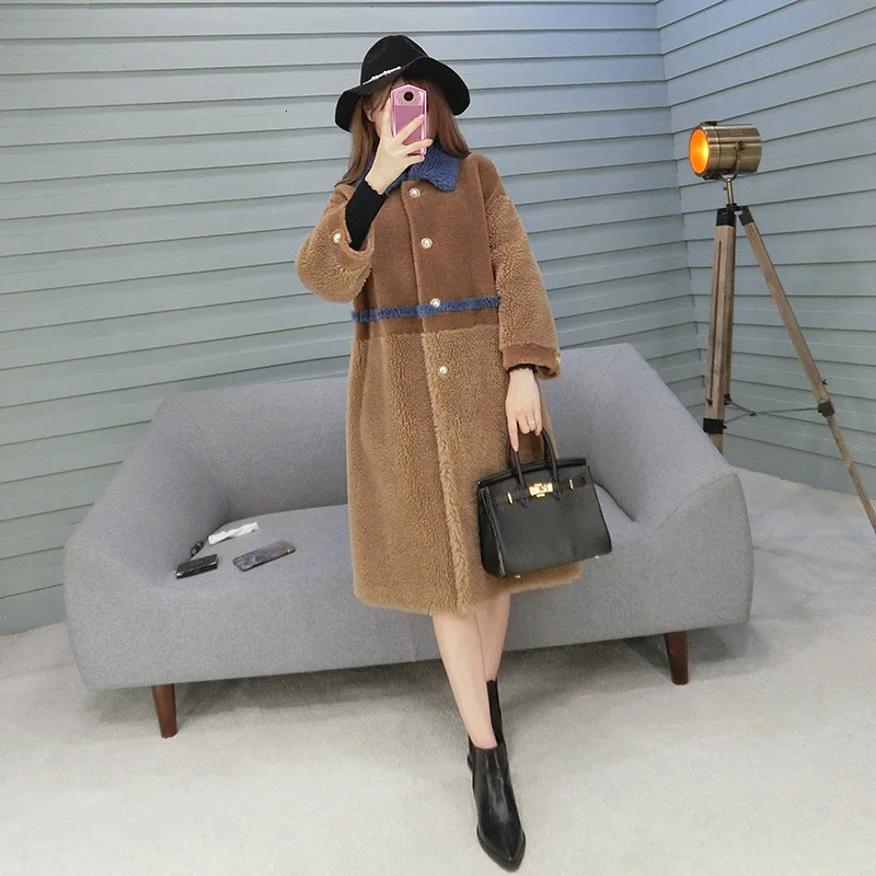 Like me l Sheep Shearing Winter Coat Women Real Fur Coat Women Korean Wool Jacket Women Clothes Manteau Femme BGS80645 YY1094 - Цвет: Like me l