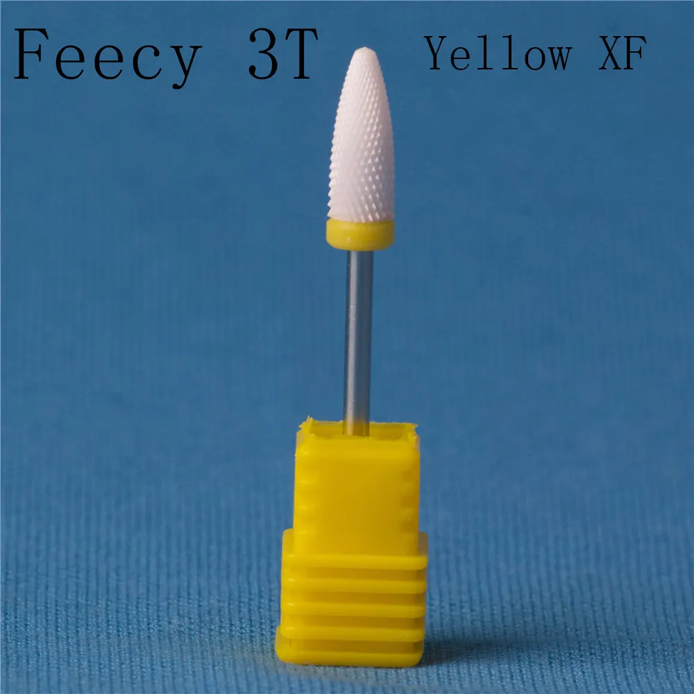 Feecy 3T yellow XF Резак для маникюра, керамические сверла для ногтей, аксессуары для маникюрной машины, вращающиеся электрические пилки для ногтей, инструмент для маникюра, инструмент для дизайна ногтей Feecy - Цвет: Feecy 3T yellow XF