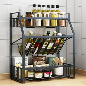 

Kitchen condiment rack Surface condiment rack layer sauce and vinegar storage condiment rack kitchen organizer