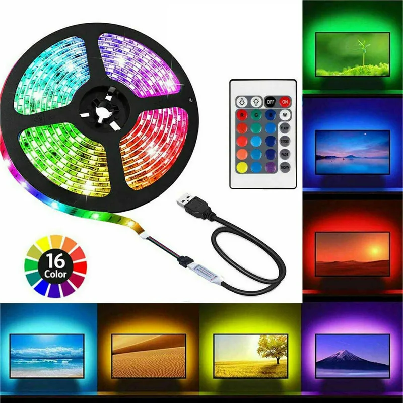 ZANCAKA DC5V SMD5050 USB порт светодиодный струнный светильник IR 24 ключа с пультом