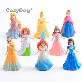 

8 Pcs/Set 9 cm Dress Up Princess Action Figure Snow White Princess PVC Action Figure Wholesale Baby Kids Birthday Gift