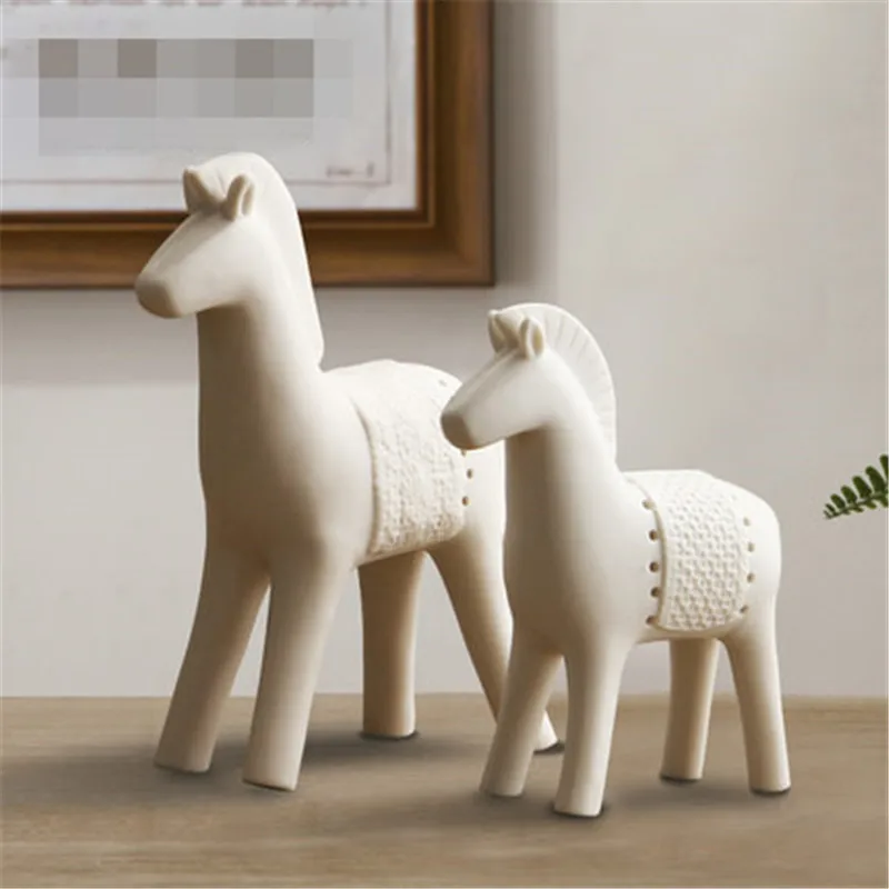  Modern Simple Abstraction Ceramics Horse Statue Creative Children Bedroom Bedside Table Art Decorat - 4000125954894