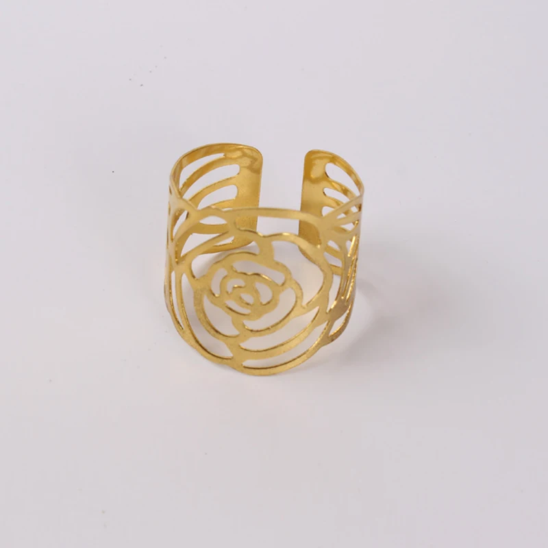 gold 50pcs 50 шт./лот розовое полое резное кольцо Металлическое для салфетки для стульев пряжки для свадьбы для вечеринки банкета мероприятия салфетка украшение из колец - Цвет: gold 50pcs