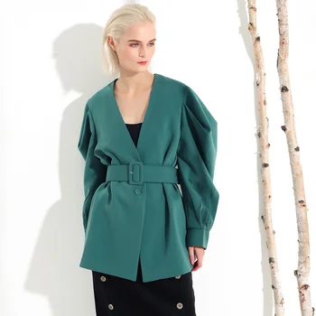 

Europe Fashion Women Suit Jacket Solid Color V-neck Bat Sleeve Autumn New Ladies Jacket 2019 Long Sleeve Women Clothing