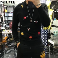 Men's Causal Christmas Pullover  Embroidery Printed Knitted Jumper Trend Sweaters Slim Fit High-Quality Winter New Male Clothes 2