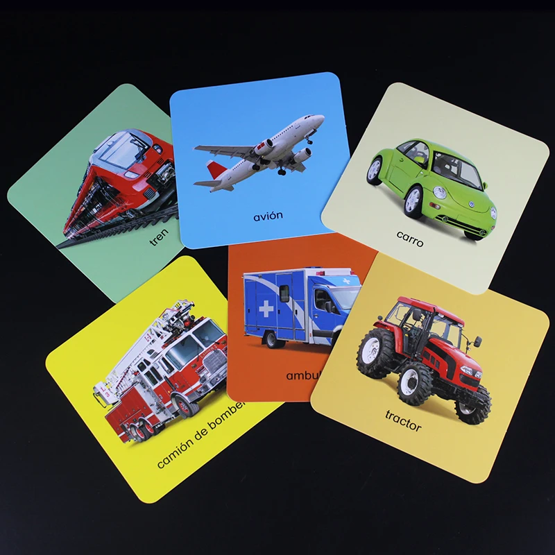 10 Style Kids Learning Spanish Frutas/Animales/Verduras Tarjetas Cognitive FlashCards Montessori Educational Card For Children 4