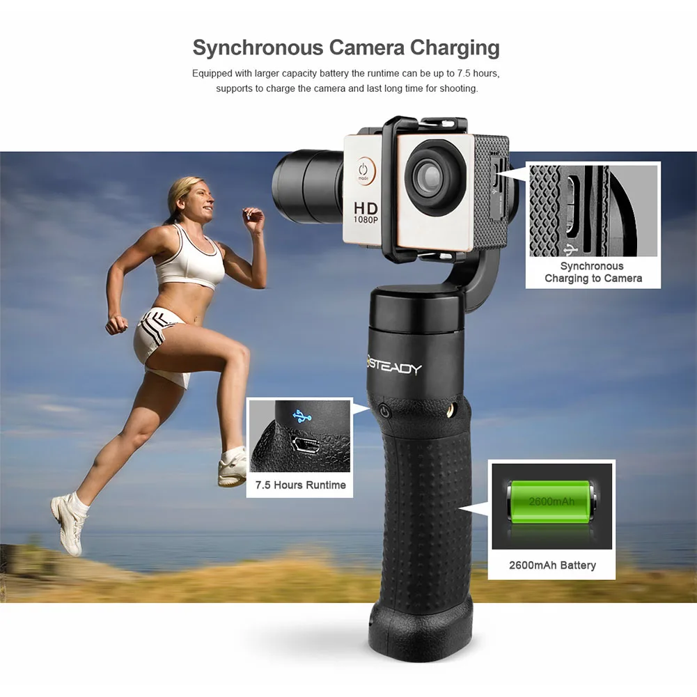 

3 Axis Anti Shake Portable Handheld Gimbal Stabilizer Outdoor Shockproof Action Camera Holder Travel Accessories For GoPro