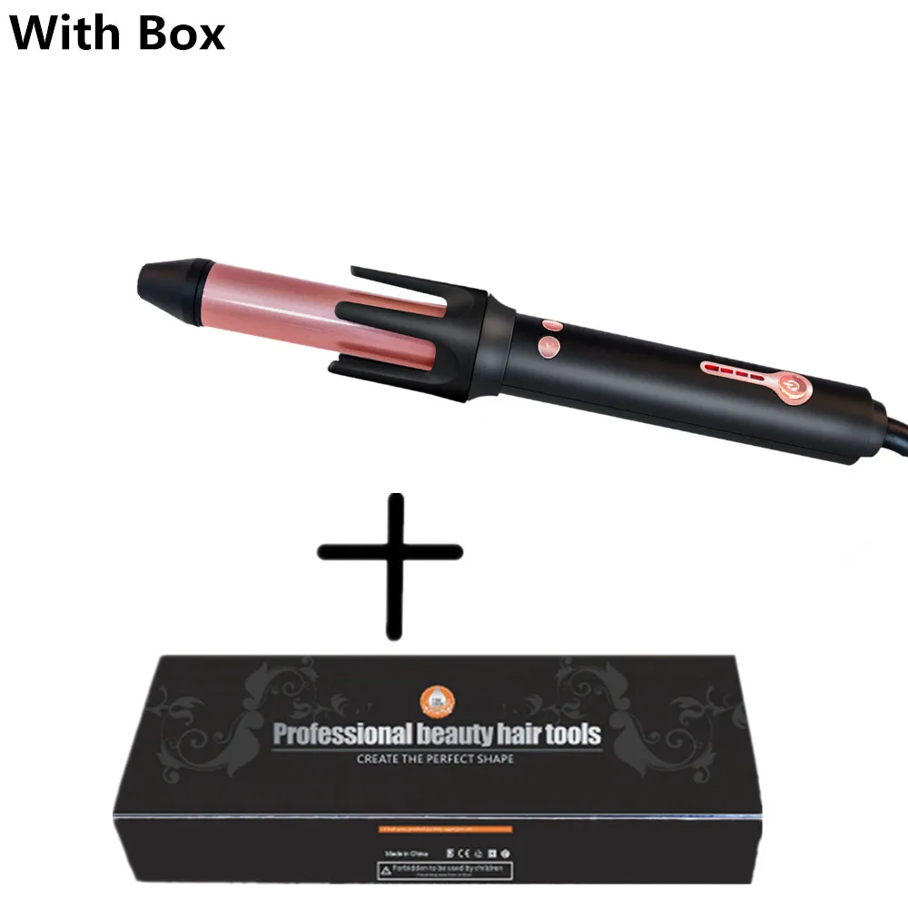 black with box Автоматическая Плойка для волос, профессиональные керамические щипцы для завивки волос, электрическая палочка для волос, щипцы для завивки, быстрый нагрев, вьющиеся волосы, инструменты - Цвет: black with box