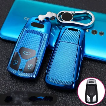 

Carbon fiber Car Key Fob Case Cover For AUDI A4 A4L A5 B9 Q5 Q7 S4 S5 S7 TT TTS 8S 2016 2017 B9 car styling full protect TPU