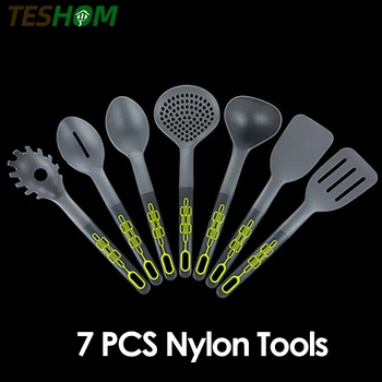 

New 7Pcs Nylon Kitchenware Set Flat Spatula Soup Colander Non-stick Colorful Cooking Utensils Tools Kitchen Accessories