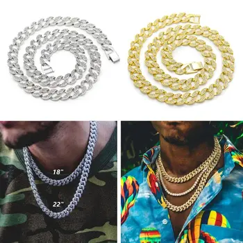 

Hip Hop Jewelry Gold Iced CZ Miami Cuban Link Chain Necklace Bracelet