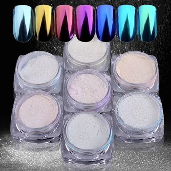

7 Boxes Shining Mirror Glitter Powder Nail Dust Fine Sequins Set Shimmer Gold Purple DIY Decorations Nail Pigment Tool CHB01-07