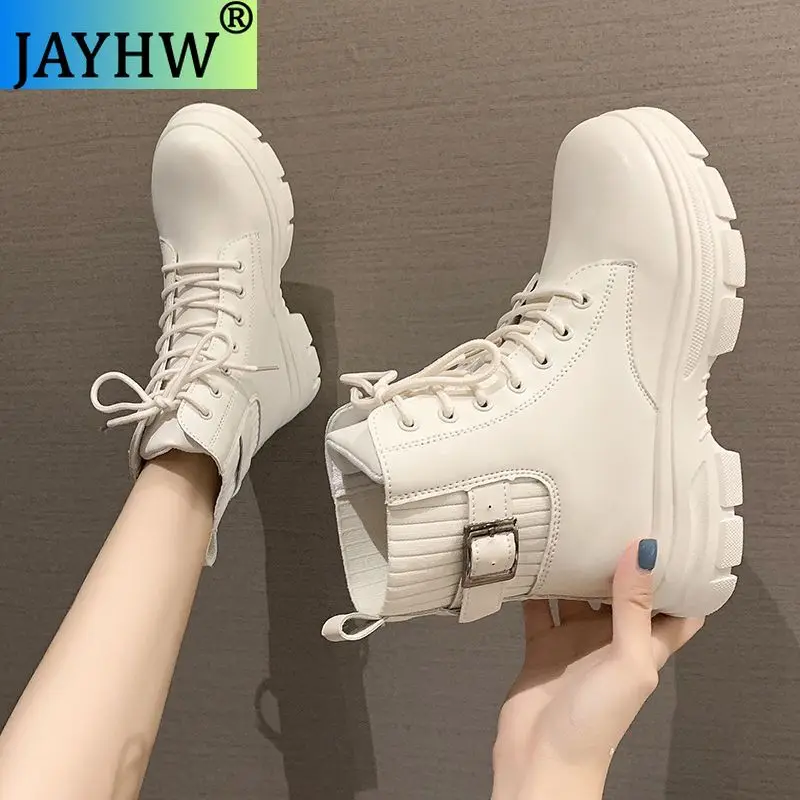 JAYHW мягкие ботинки новые женские модные круглые ботильоны из искусственной кожи