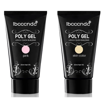 

Ibcccndc 2 Set 30G Poly Gel Finger Nail Extension Crystal Jelly Nail Gel UV LED Hard Gel Builder Gel Slip Solution, Pink & Skin