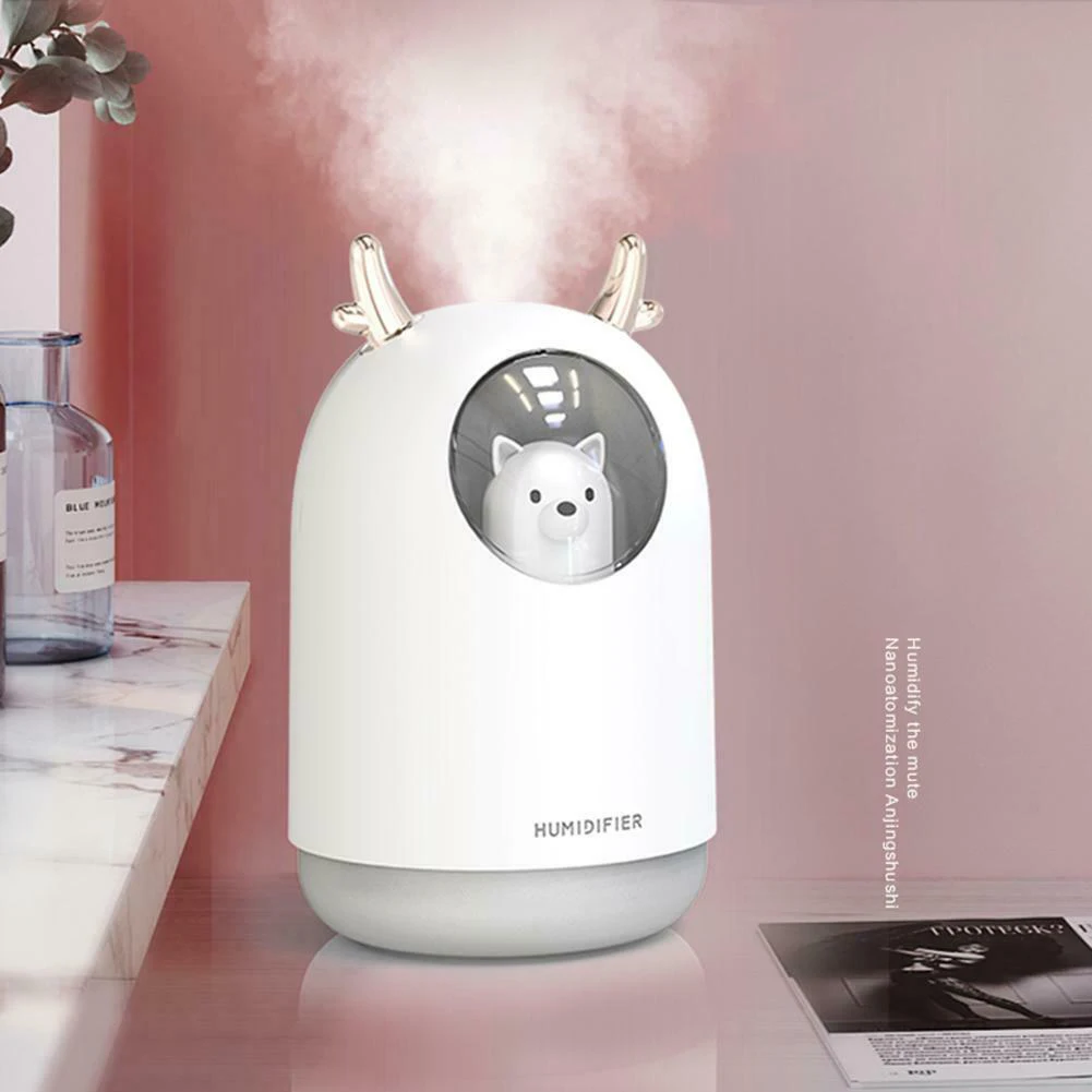 300ml LED Humidifier Cute Bear Ultrasonic Aroma Essential Oil Diffuser USB Air Purifier Home Office Car Living Room Bedroom