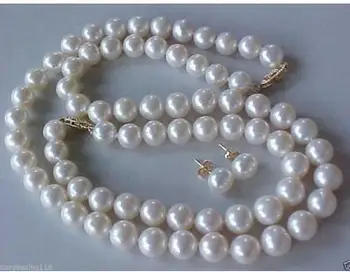 

Jewelry HOT New 8-9MM AAA+ WHITE AKOYA PEARL NECKLACE BRACELET & EARRINGS SET