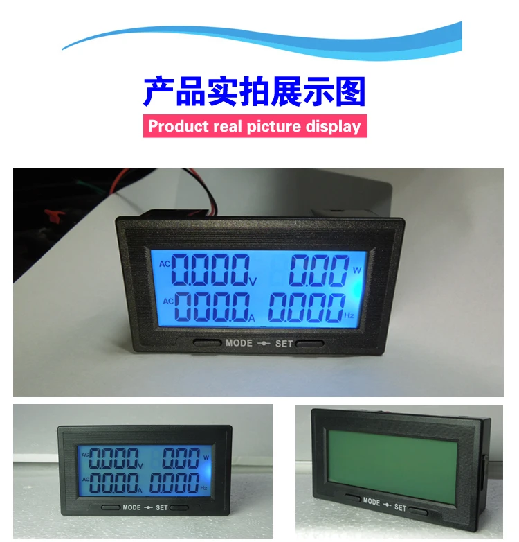 AC 0-500V Digital Voltmeter Ammeter 0-20A 100A 200A 500A 1000A Voltage Current Wattmeter Energy Frequency Power Meter DC8-18V