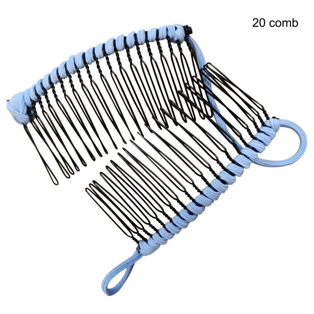 blue-20 tooth 1 шт. Винтажная заколка для волос в форме банана Женская ленивая расческа для волос растягивающаяся многоцелевая расческа аксессуары для волос - Цвет: blue-20 tooth