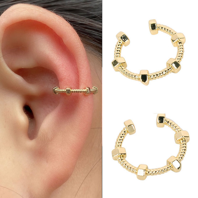 Earrings Without Ear Hole Star Wrap Clip On Earrings Earcuff for Women Chain Hollow Ear Cuff  Fake Earring Piercing