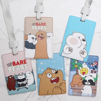 

Cartoon Bears Work Card Holders with Rope Women Bank Credit Card Holder for Student Employee Name ID Card Cover Identity Badge