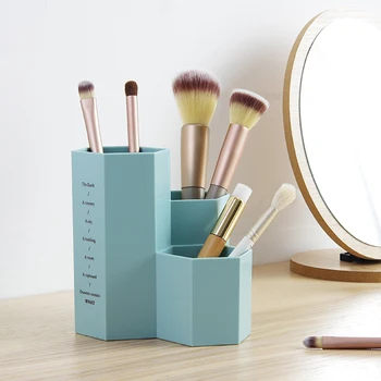 

Korean Multi-function Hexagon ABS Pen Pencil Holders Container Desk Organizer Stand Stationery Storage Box Office Accessories