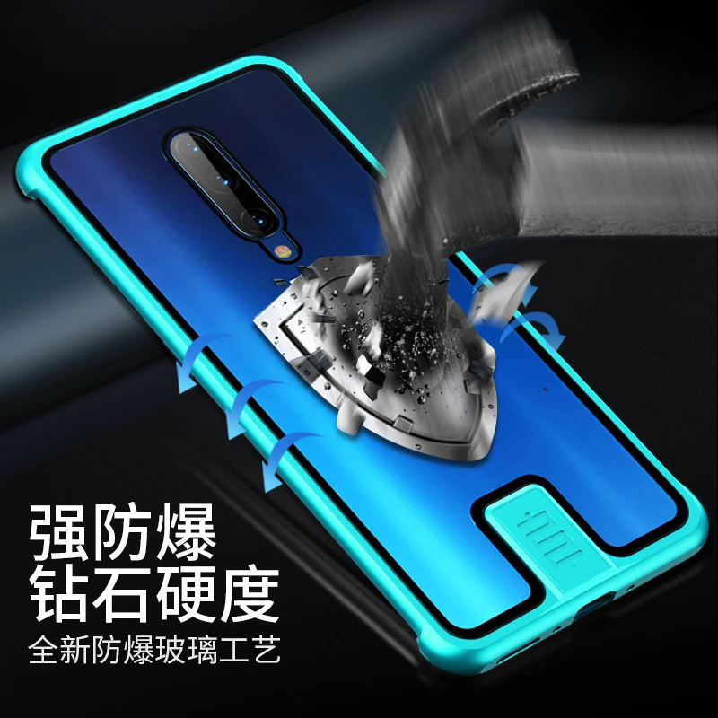 Тонкий безрамный металлический чехол для телефона Oneplus 7 Pro 1 + из закаленного