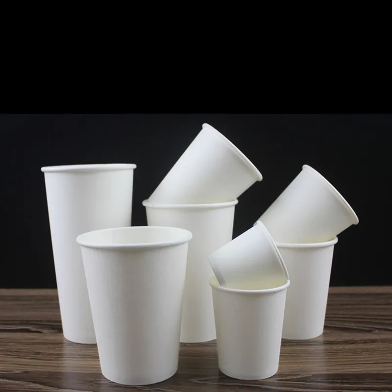 100pcs White disposable coffee cup 2oz 50ml small taste paper cups 7oz 200ml 8oz 250ml water tea juice cup household accessories